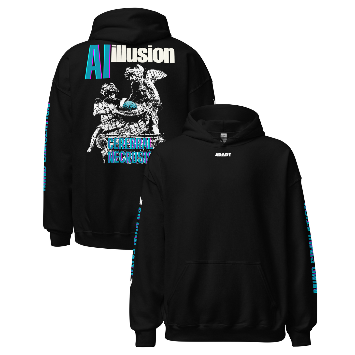 Cerebral Necrosis Hoodie | AI Illusion Streetwear by 4DAPT